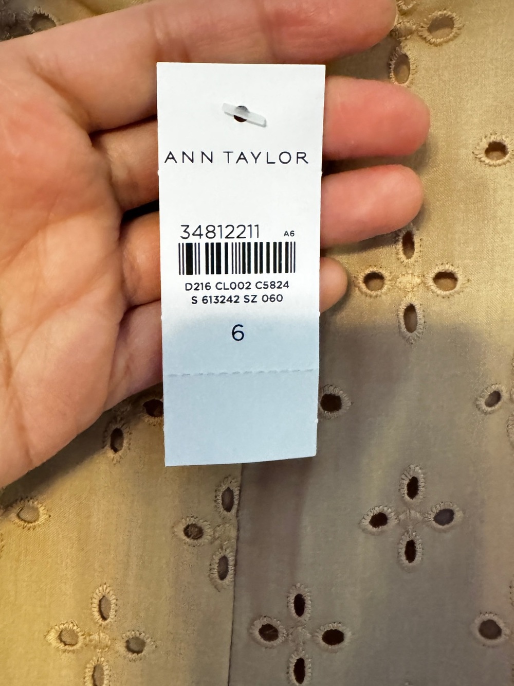 NWT: Ann Taylor Beige Eyelet Midi Dress in Caramel - Picture 4 of 4